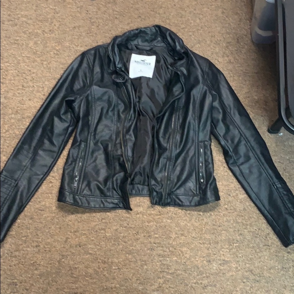 black leather jacket